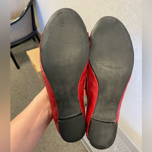 Red Leather Quilted Flats - Picture 5 of 5